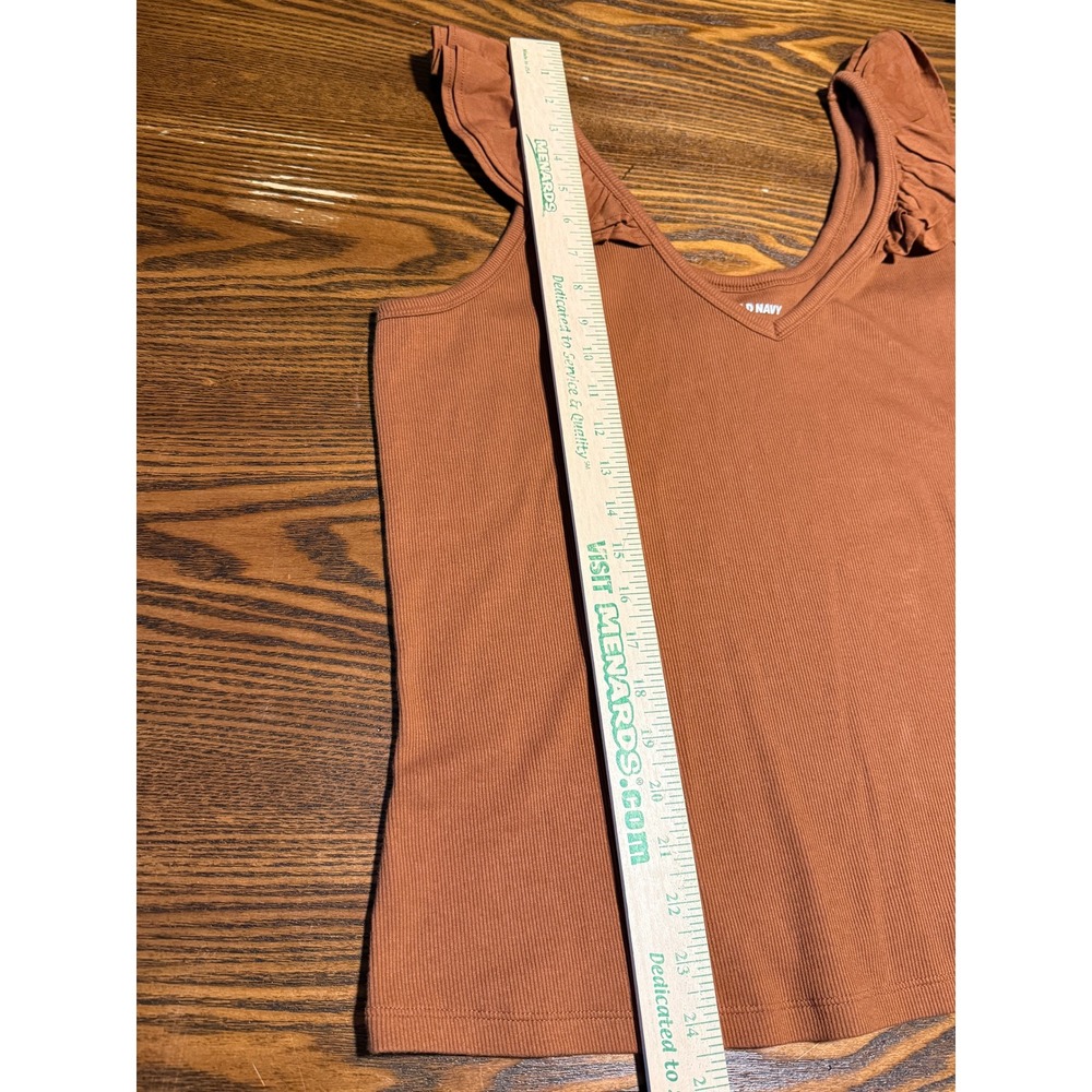 New Old Navy Womens 2X Ribbed Ruffle trim Knit Tank Top Plus Size Chestnut brown - Picture 7 of 15